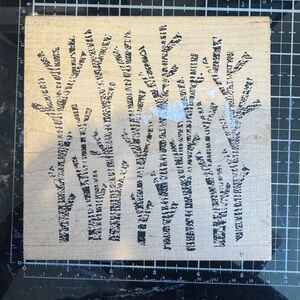 Wooden stamp Art Block with Black Tree Design 5" x 5"